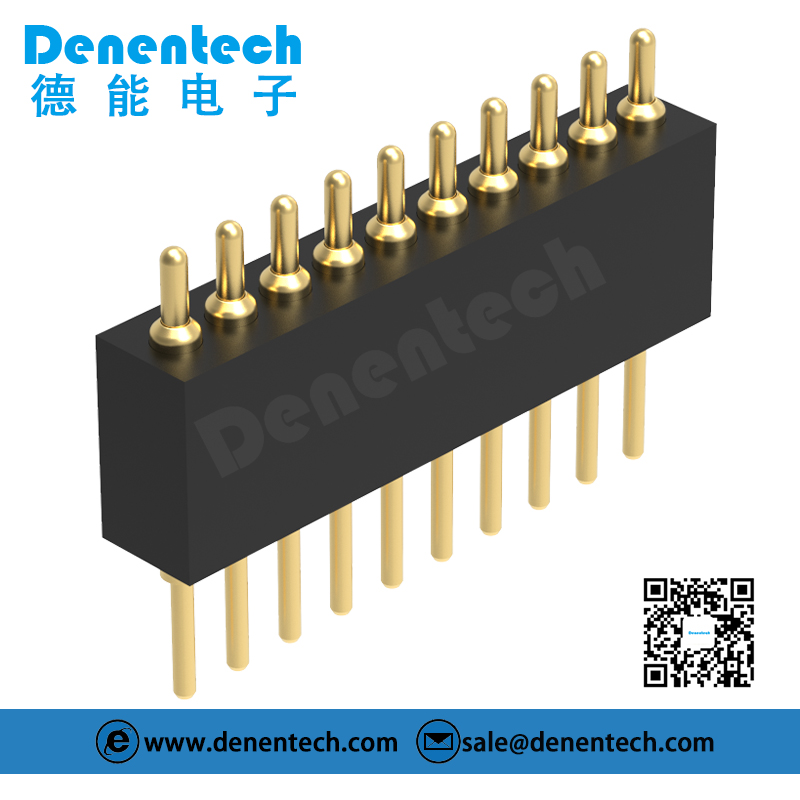 Denentech promotional 1.27MM pogo pin H4.0MM single row male straight pogo pin gold plated connector 